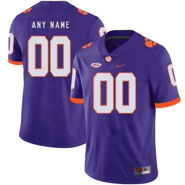 Mens Clemson Tigers Purple Customized Nike College Football Jersey->customized ncaa jersey->Custom Jersey